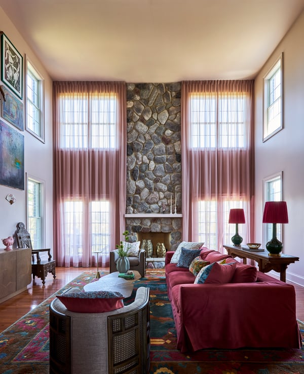 Double Height Blush Living Room